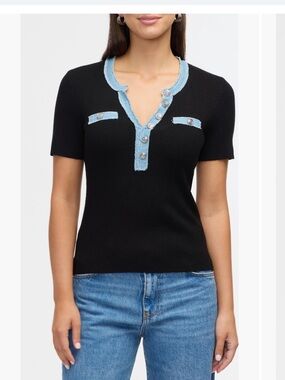 Ellen Tracy Black Short-Sleeve Tee Sz Small NWOT